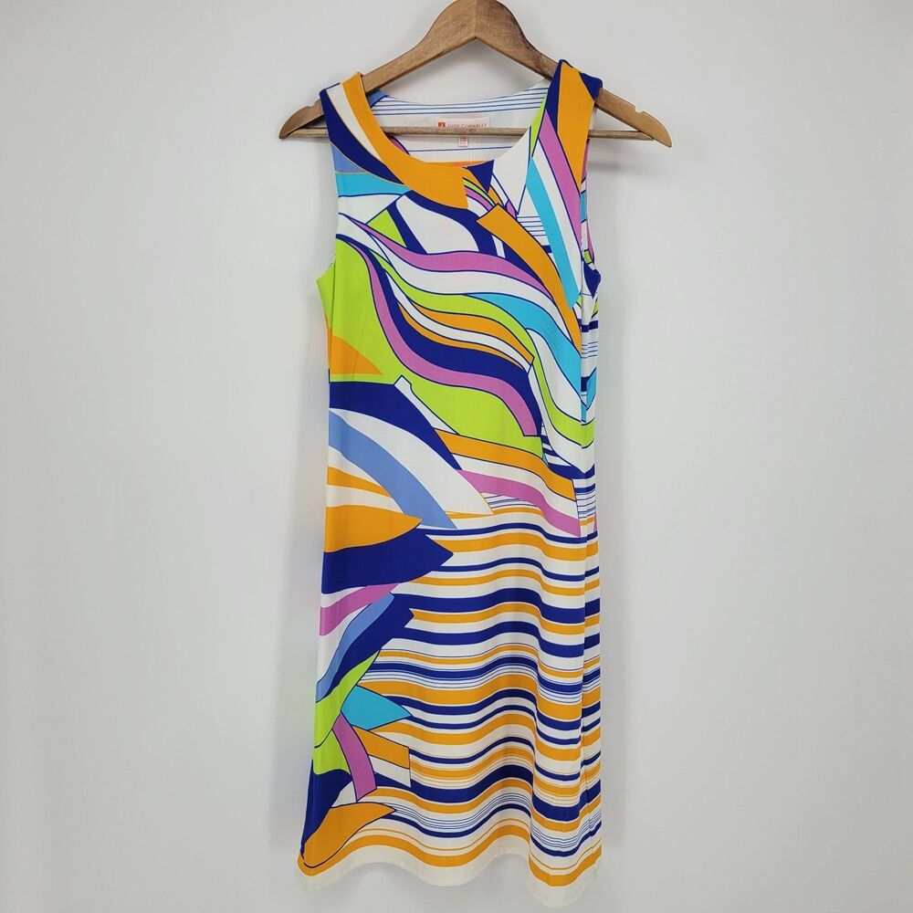 Jude Connally Beth Dress Sleeveless Small Nouveau Abstract Geometric Print NEW